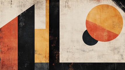 Modern Abstract Poster Design with Geometric Shapes and Earthy Colors