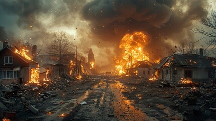 War-Torn City: Devastation and Hope Amidst the Flames