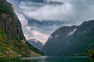 Fototapeta premium Gudvangen is a village in Aurland Municipality in Vestland county, Norway.