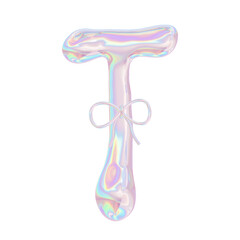 3D Y2K Metallic Hologram Alphabet Font with Coquette Bow