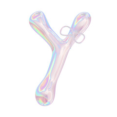 3D Y2K Metallic Hologram Alphabet Font with Coquette Bow