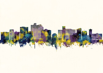 Fototapeta premium Reno City Skyline. Cityscape Skyscraper Buildings Landscape City Downtown Abstract Landmarks Travel Background Modern Art Architecture Business View Building Corporate