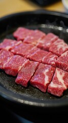 Freshly prepared Japanese meat slices