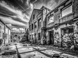 Black and White Urban Exploration with Free Cross Clipart Design Elements