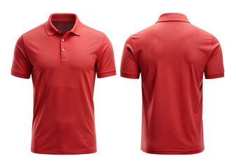 Plain red polo shirt mockup with front and rear views, perfect for corporate and casual wear design presentations.