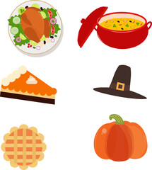 Vector illustration of Thanksgiving elements