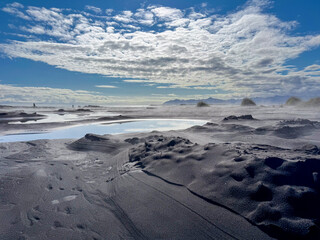 Úlfseyjarsandur, Black Beach Near Djúpivogur in Iceland