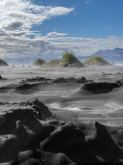 Úlfseyjarsandur, Black Beach Near Djúpivogur in Iceland