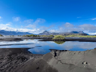 &Uacute;lfseyjarsandur, Black Beach Near Dj&uacute;pivogur in Iceland