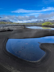 &Uacute;lfseyjarsandur, Black Beach Near Dj&uacute;pivogur in Iceland