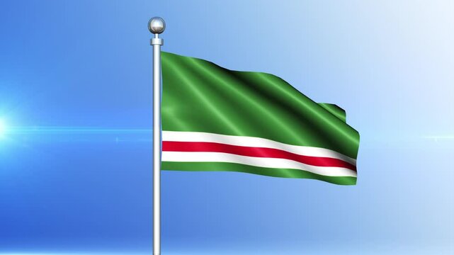 Chechen Repub lic of Ichkeria Flag Waving On Pole Seamless Loop