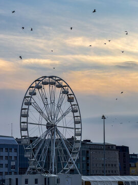 ferris wheel at sunset in Reykjav&iacute;k, Iceland