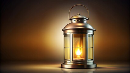 A glimmering brass lantern casts a warm glow against a backdrop of rich brown hues.