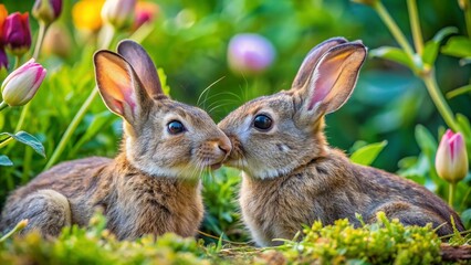 Fototapeta premium Candid Moments in Rabbit Breeding: Insights into Care and Nurturing Techniques