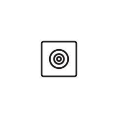 A simple line drawing of a target icon. It features concentric circles within a square border, indicating a bullseye.