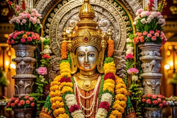 Fototapeta premium Captivating Candid Photography of God Venkateswara in Serene Temple Setting