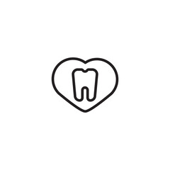 A simple yet impactful icon. A stylized tooth is placed inside a heart, indicating love and care for dental health. Editable icon.