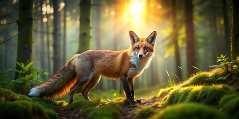 Captivating Long Exposure of a Fox Wagging Its Tail in a Serene Forest Setting