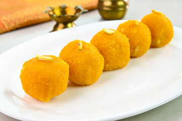 Laddu sweet dish served in a plate.