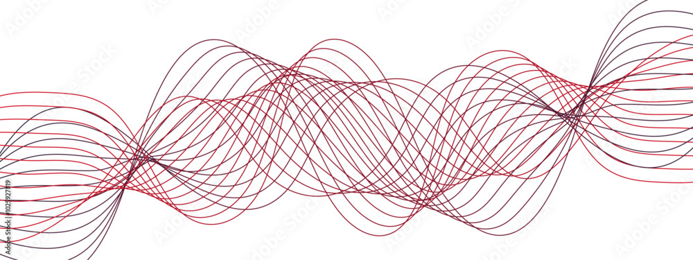 Poster Abstract colorful glowing frequency sound wave with curved lines in the background. Geometric technology and data frequency gradient lines. Curved, wavy lines create a futuristic motion background