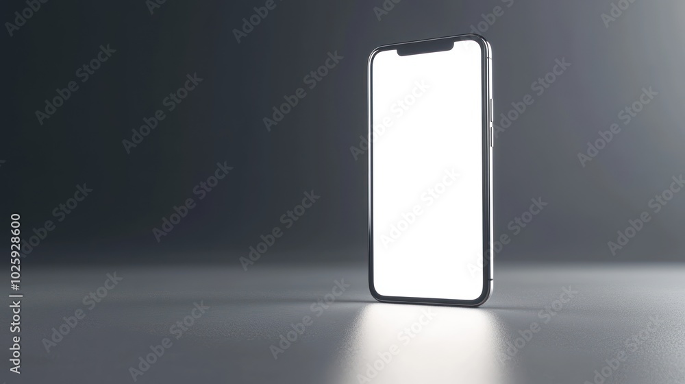 Poster sleek smartphone with glowing screen in futuristic setting - high resolution 8k image