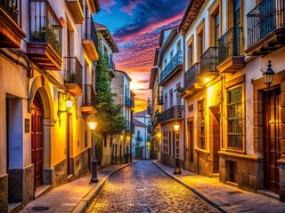 Fototapeta premium Captivating Night Views of Spain's Iconic Landscapes and Architecture in Low Light Photography