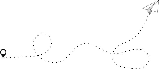 Paper plane with dotted line.vector eps10