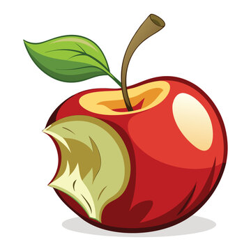 recommend clip art: Bitten apple fruit vector illustration isolated on a white background