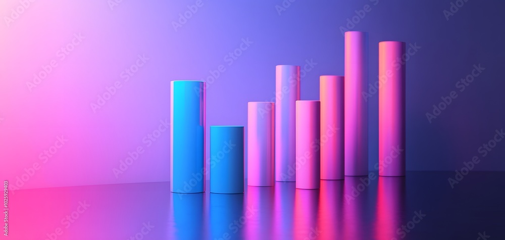 Poster abstract graph with colorful bars representing growth, ideal for business presentations and data vis