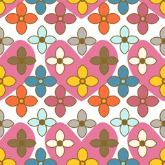  seamless pattern with flowers and heart