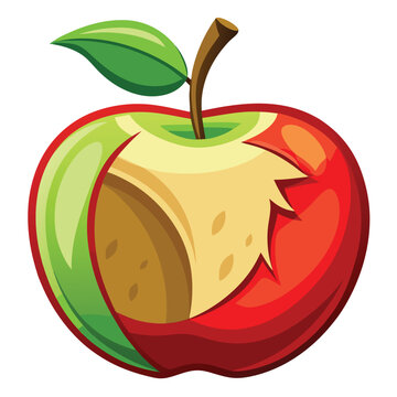 recommend clip art: Bitten apple fruit vector illustration isolated on a white background