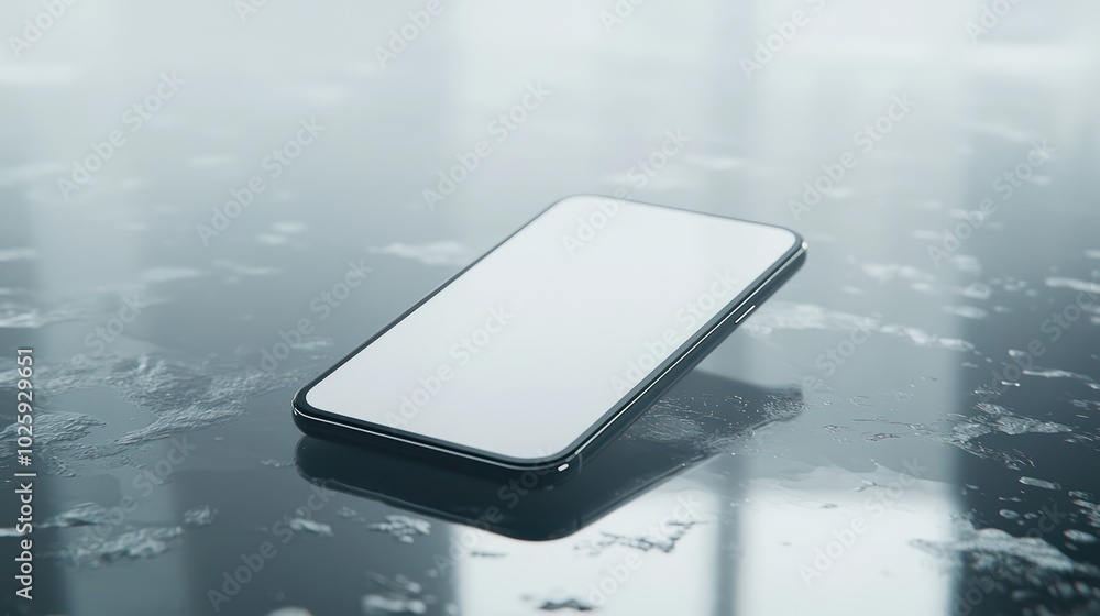 Poster modern smartphone on polished table with soft lighting and high-tech vibe in 8k resolution