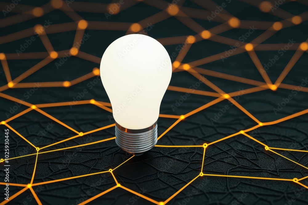 Aufkleber lightbulb icon with glowing connections branching out into multiple paths, visualizing diverse ideas