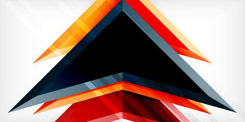 Arrows with 3d effect abstract background. Triangles on light grey backdrop