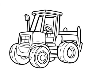 coloring book Black and White Illustration of a Farm Tractor Agricultural Equipment Countryside Rural  Clipart