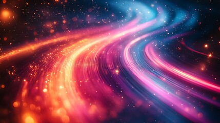 Obraz premium Abstract colorful waves with sparkles and light effects.