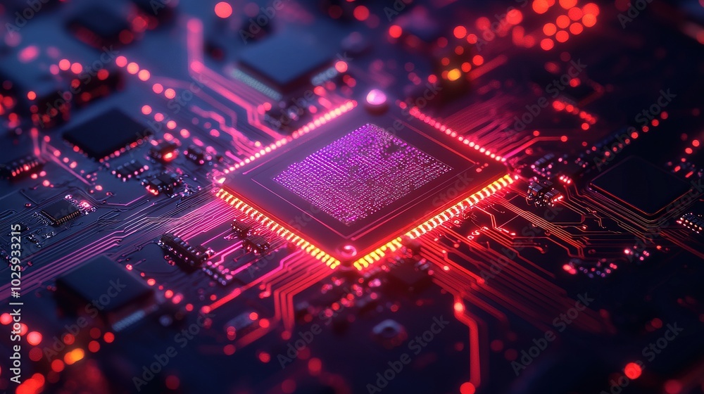 Aufkleber abstract technology background of a computer system with processor and electronic circuit