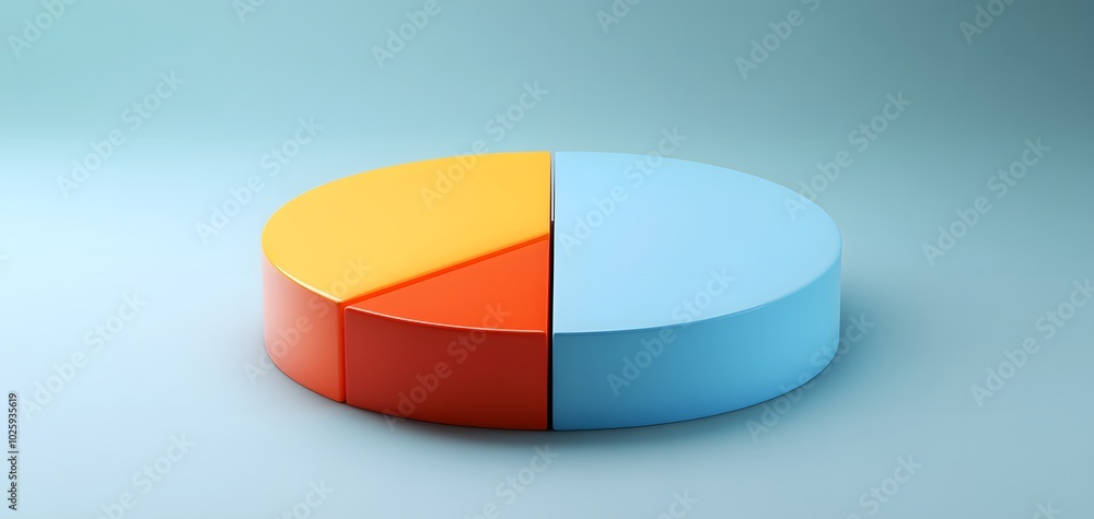 Fototapete A colorful pie chart on a soft background, representing data visualization and analytics in a simple and effective manner.