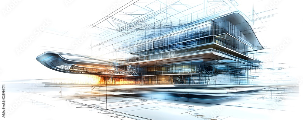 Poster a futuristic architectural concept showcasing modern lines and innovative design elements in a conce