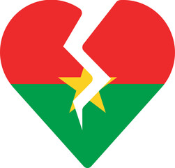 BURKINA FASO Flag On Broken Heart Icon