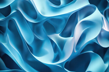 Obraz premium Blue silk fabric draped elegantly over a wooden chair in a sunlit room, casting soft shadows on the floor.