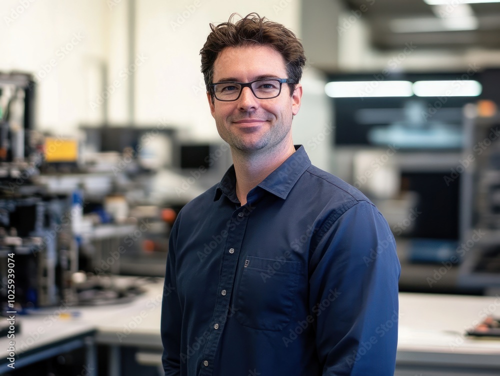 Poster an industry engineer in aerospace and defense, working in high-tech environments to enhance producti