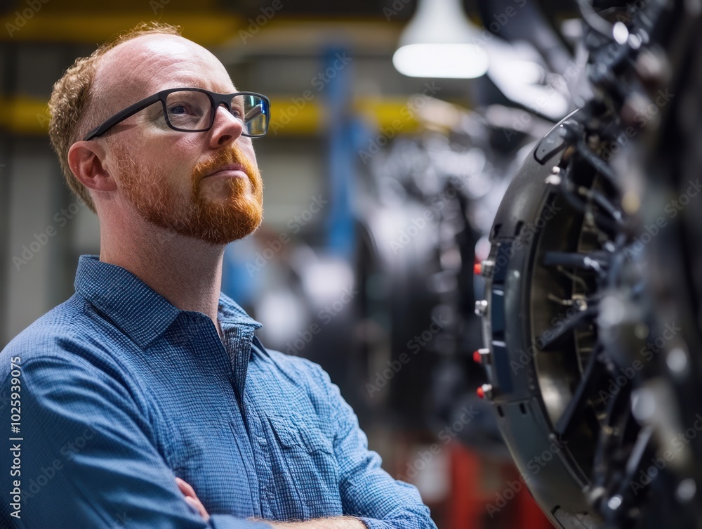 Poster an industry engineer in aerospace and defense, working in high-tech environments to enhance producti