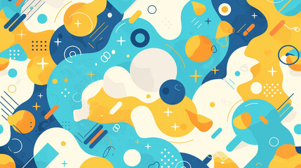 Cute doodle pattern background with abstract shapes and dots. Modern pattern for Banner, Flyer, Cover...
