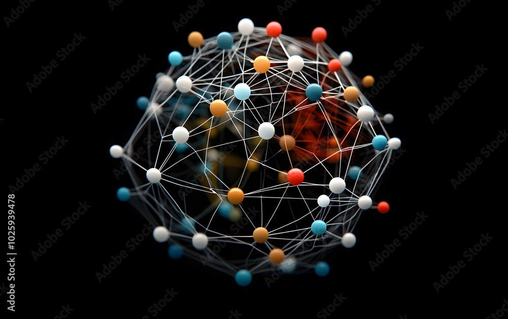 Poster a visually stunning representation of interconnected nodes and connections, symbolizing network and 