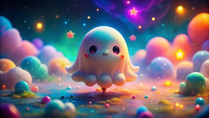Naklejka premium Cute Little Abstract Ghost in High Dynamic Range for Whimsical Art and Decor