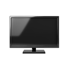 Modern black television with a sleek design placed on a plain transparent background