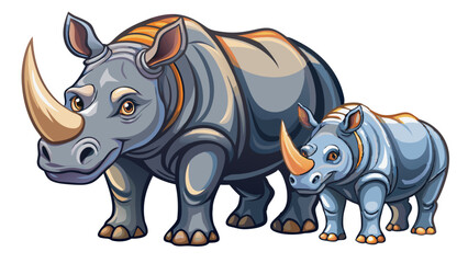 Fototapeta premium Rhino illustration, vector illustration Javan Rhino