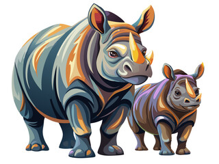 Fototapeta premium Rhino vector illustration, Rhino vector art isolated on white