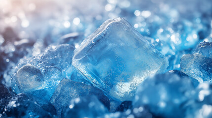 Obraz premium Ice cubes on blue background